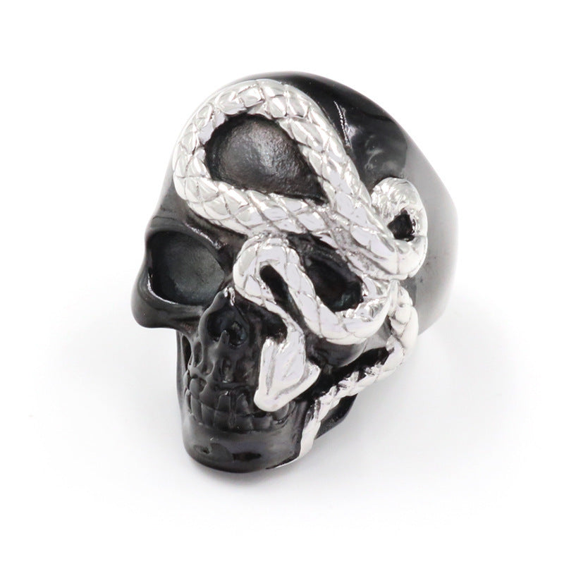 Mode Svarta Ormskalle Ringar För Män Punk Rock För Fest Legering Manliga Smycken Dominerande Kreativitet Accessoarer Hela Rea