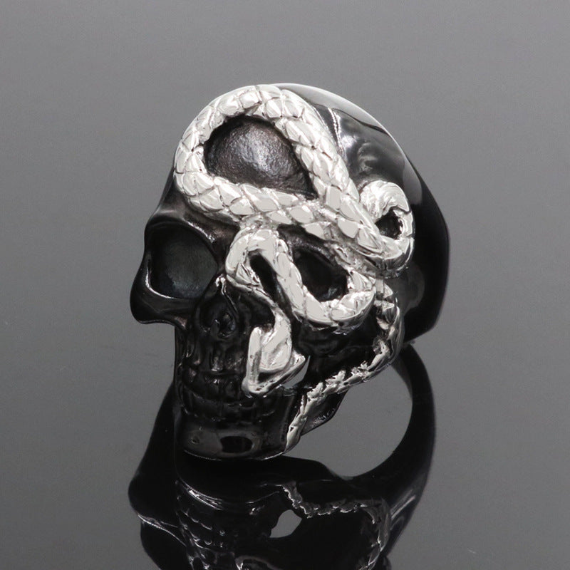 Mode Svarta Ormskalle Ringar För Män Punk Rock För Fest Legering Manliga Smycken Dominerande Kreativitet Accessoarer Hela Rea