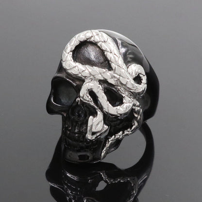 Mode Svarta Ormskalle Ringar För Män Punk Rock För Fest Legering Manliga Smycken Dominerande Kreativitet Accessoarer Hela Rea