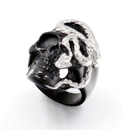 Mode Svarta Ormskalle Ringar För Män Punk Rock För Fest Legering Manliga Smycken Dominerande Kreativitet Accessoarer Hela Rea