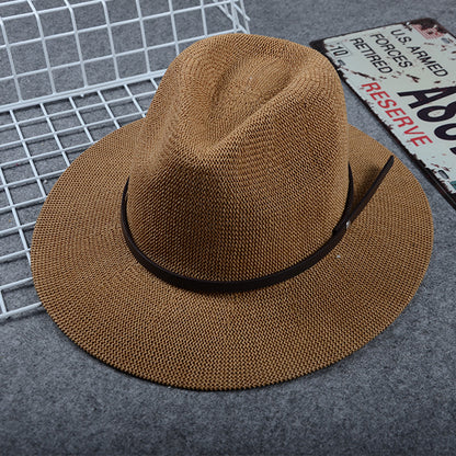British Female Hat Men'S Straw Hat Black Jazz Hat Holiday Beach Hat