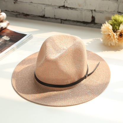 British Female Hat Men'S Straw Hat Black Jazz Hat Holiday Beach Hat