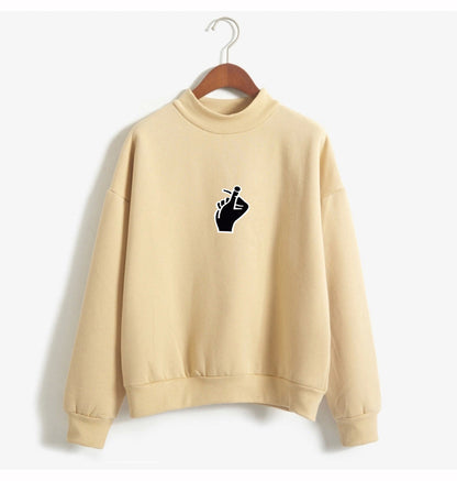 Fast Selling Popular Women''s Clothing Korean Ulzzang Love Finger Than Heart Gesture Plush Sweater