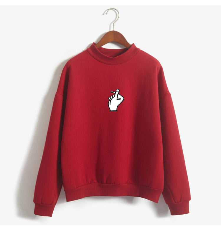 Fast Selling Popular Women''s Clothing Korean Ulzzang Love Finger Than Heart Gesture Plush Sweater