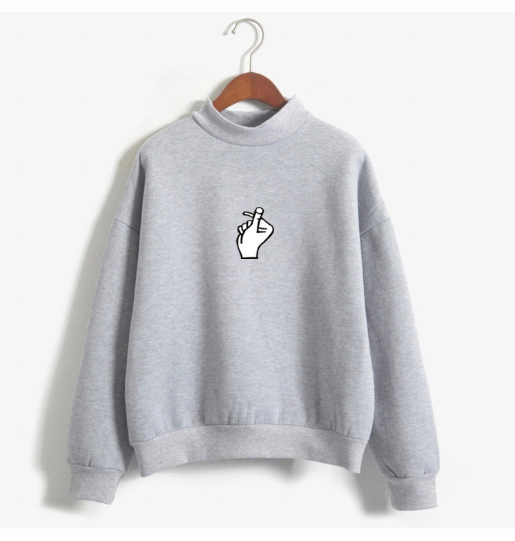 Fast Selling Popular Women''s Clothing Korean Ulzzang Love Finger Than Heart Gesture Plush Sweater