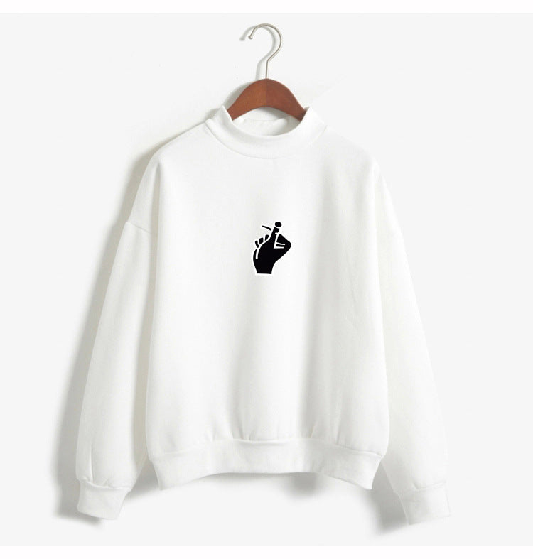 Fast Selling Popular Women''s Clothing Korean Ulzzang Love Finger Than Heart Gesture Plush Sweater