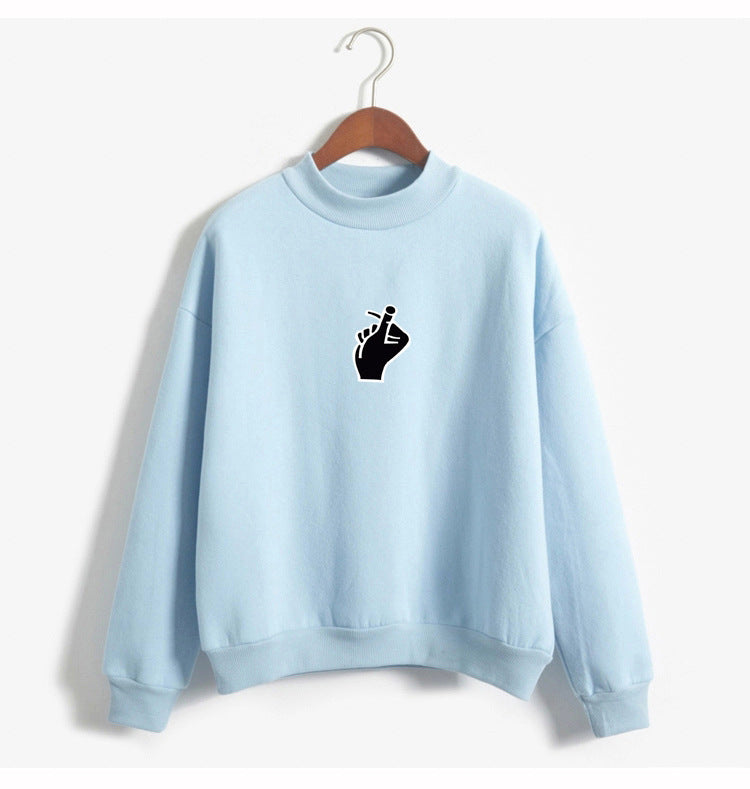 Fast Selling Popular Women''s Clothing Korean Ulzzang Love Finger Than Heart Gesture Plush Sweater