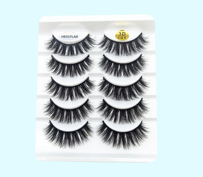 Mink False Eyelashes 3D False Eyelashes Five Pairs Of Soft Cotton Stalk Eyelashes