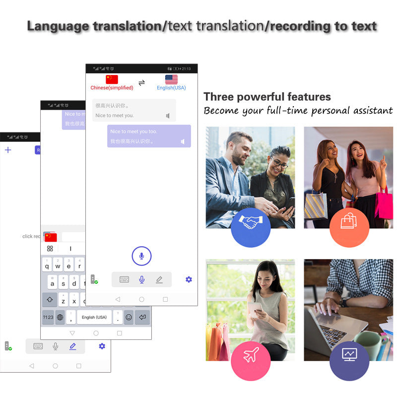 68 Languages Smart Instant Two-Way Real Time Voice Translator Translator 800mA