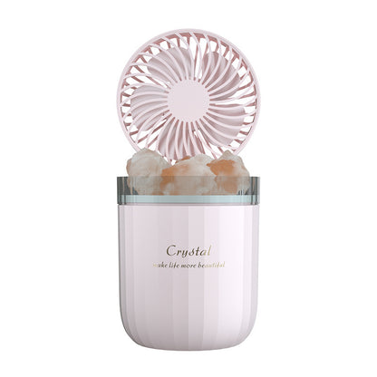 Bärbar Crystal Aromatheraphy Humidifier USB Trådlöst Aroma Essential Oil Diffuser med justerbar fläkt Värm Ljusluft Kylare