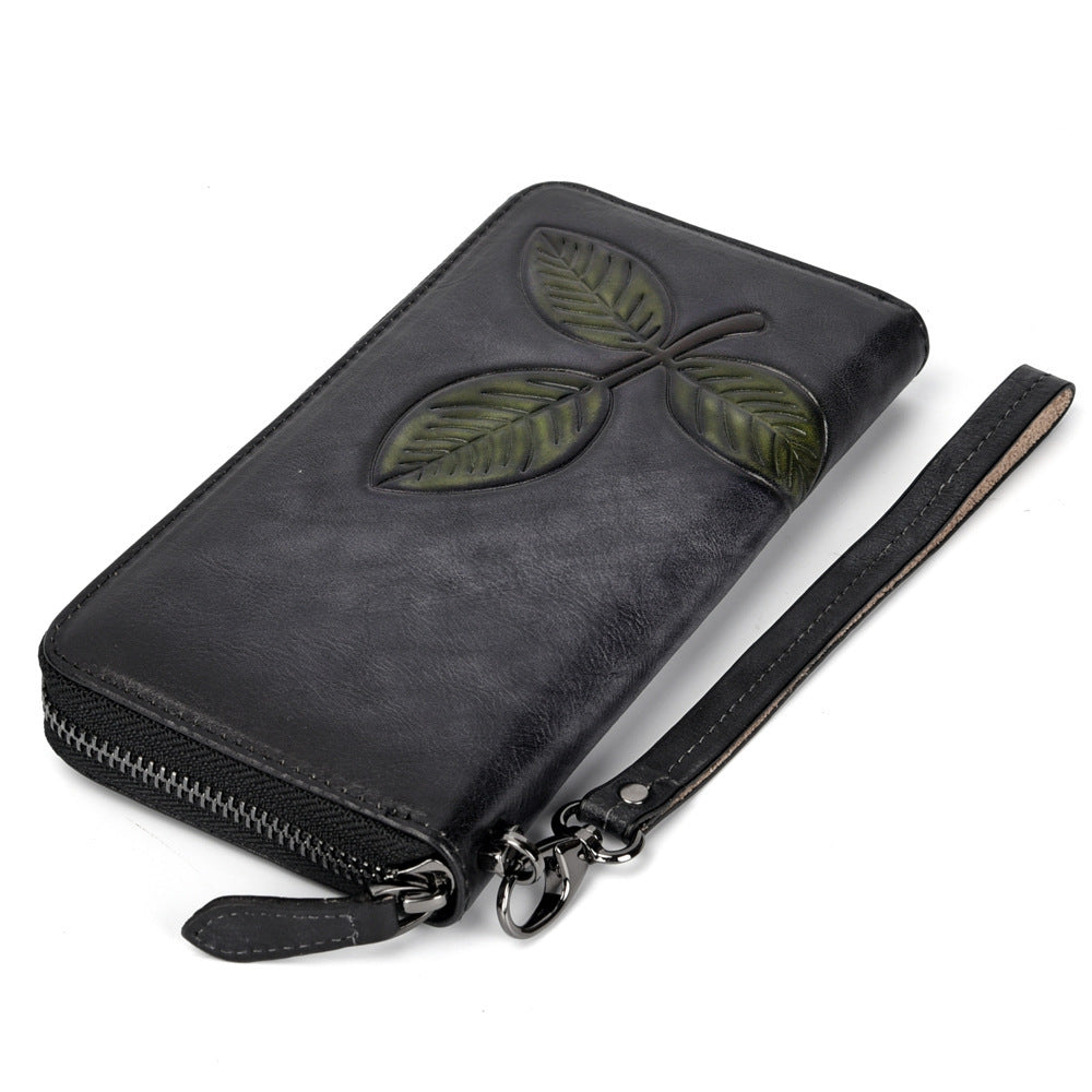 Tree Cream Leather European And American Long Retro Chain Wallet