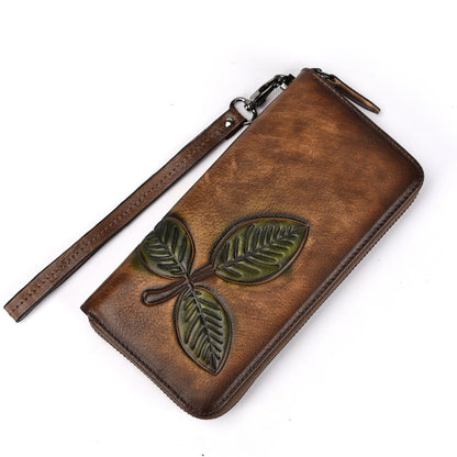 Tree Cream Leather European And American Long Retro Chain Wallet