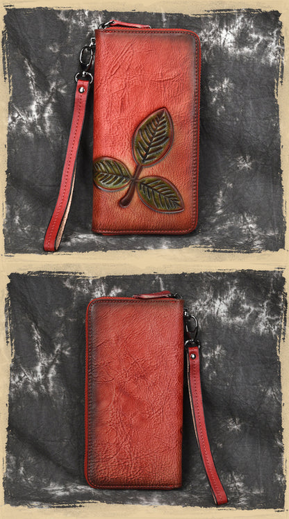 Tree Cream Leather European And American Long Retro Chain Wallet