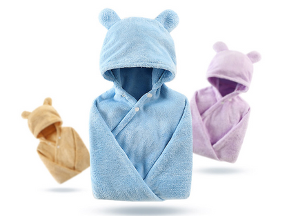 Serviette de bain à capuche en coton pour bébé