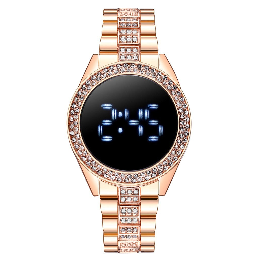 Montre électronique personnalisée de mode sportive pour dames incrustée de diamants, nouveau style