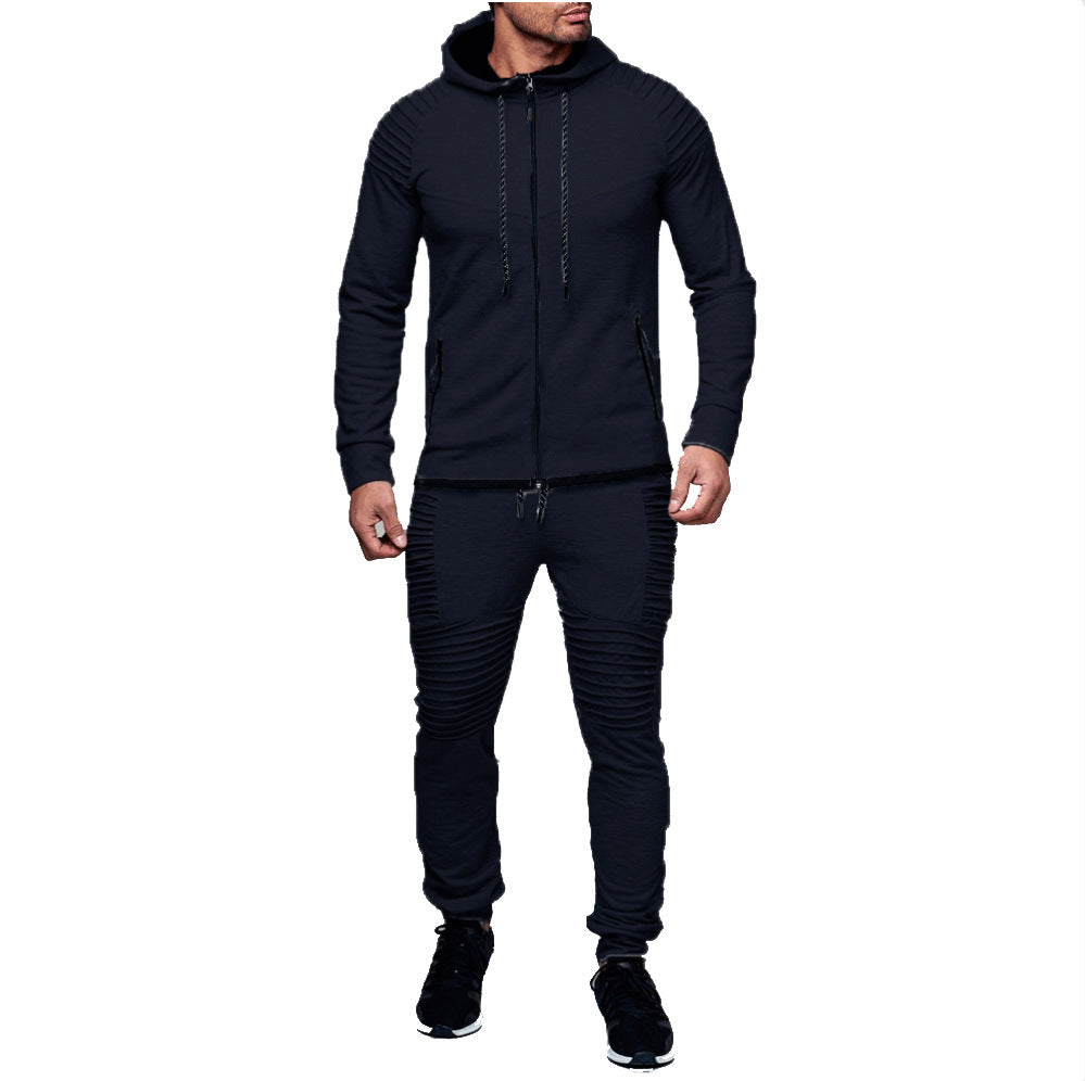 Men's Slim Sports Cardigan Zipper Sweater Set