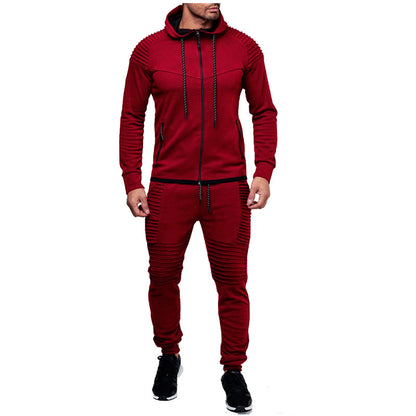 Men's Slim Sports Cardigan Zipper Sweater Set