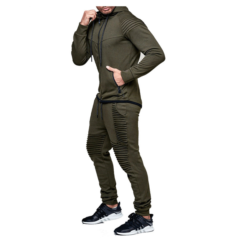 Men's Slim Sports Cardigan Zipper Sweater Set