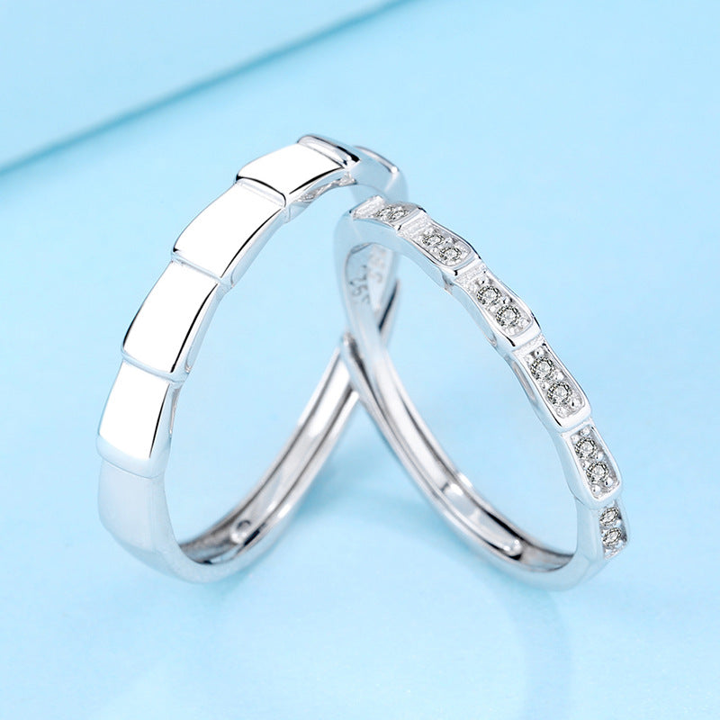 Bagues de couple en argent sterling pour hommes et femmes