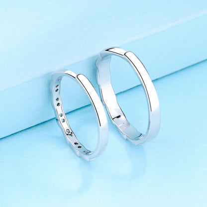 Bagues de couple en argent sterling pour hommes et femmes