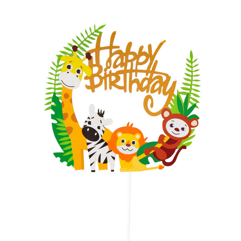 Party Decoration Animal Balloon Happy Birthday Boy Party Decoration Cake Card