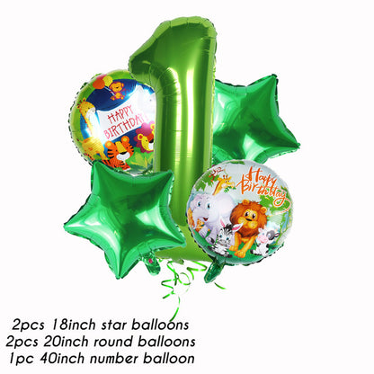 Party Decoration Animal Balloon Happy Birthday Boy Party Decoration Cake Card