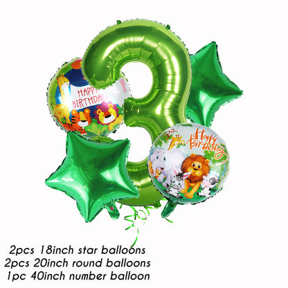 Party Decoration Animal Balloon Happy Birthday Boy Party Decoration Cake Card