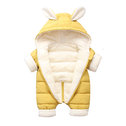 Hooded Cartoon Warm Romper Crawling Suit