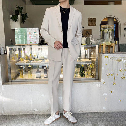 White Rascal Casual Suit Men\'S Trend Loose Light Mature Suit Men\'S Net Infrared Set Summer Thin