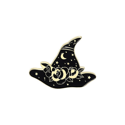 Punk Black Magic Cat Brosch Halloween Wizard Hat Brosch Spot