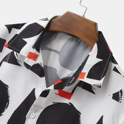 Printed Summer Shirts Streetwear Ethnic Style Mens Blouse