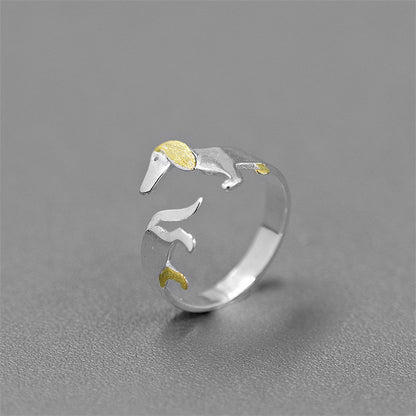 Fashion Jewelry S925 Dachshund Ring In Sterling Silver Jewelry Dog Ring