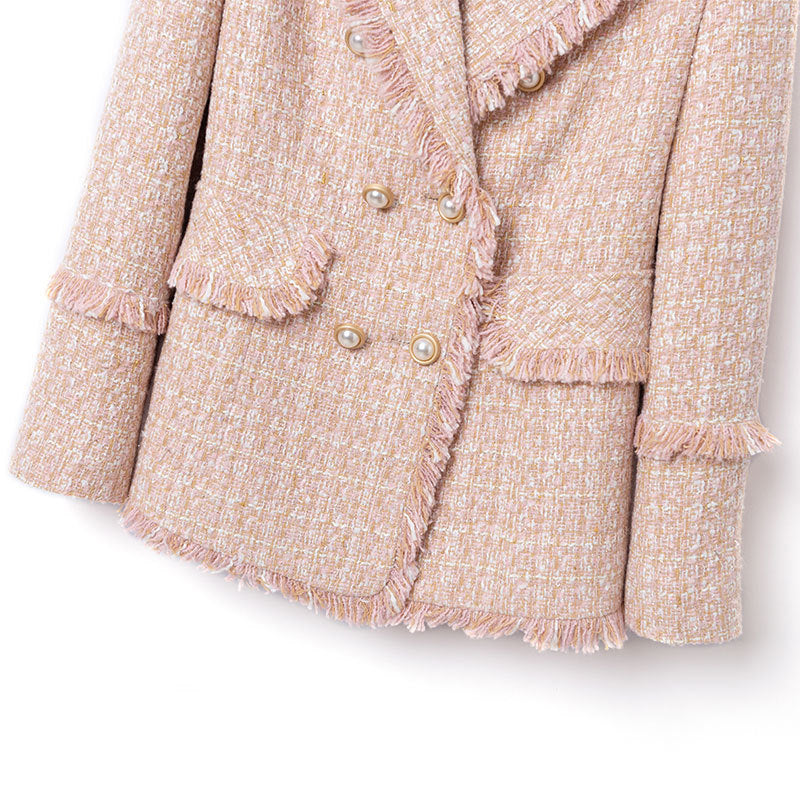 Tweed Suit Female Light Mature Retro Short Lapel Top - Lady's Small Fragrance Jacket Celebrities Style