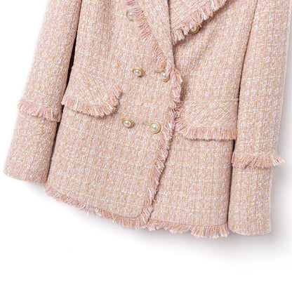 Tweed Suit Female Light Mature Retro Short Lapel Top - Lady's Small Fragrance Jacket Celebrities Style