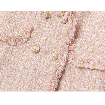 Tweed Suit Female Light Mature Retro Short Lapel Top - Lady's Small Fragrance Jacket Celebrities Style