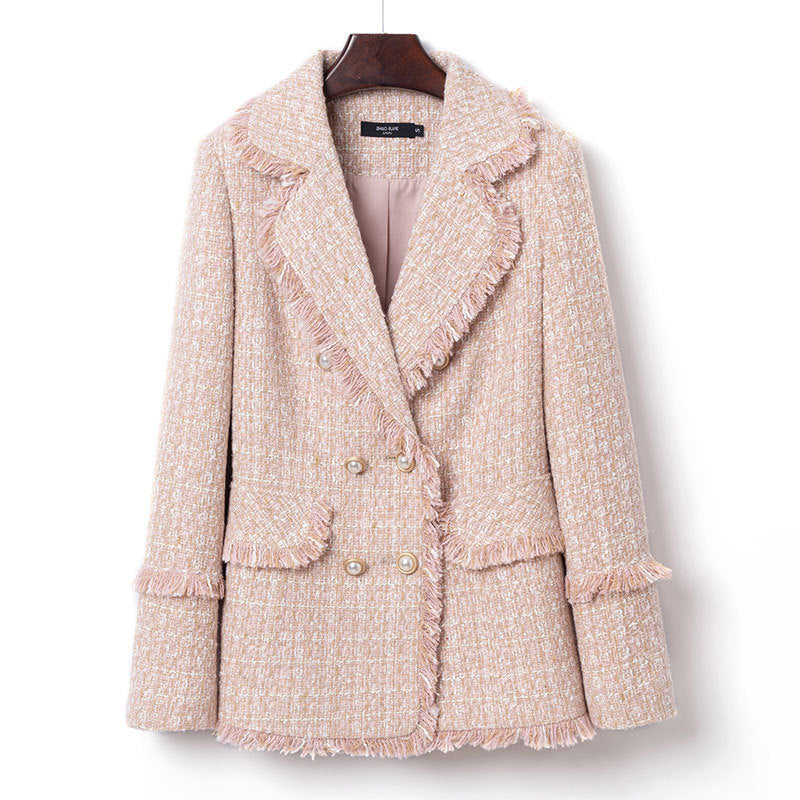 Tweed Suit Female Light Mature Retro Short Lapel Top - Lady's Small Fragrance Jacket Celebrities Style