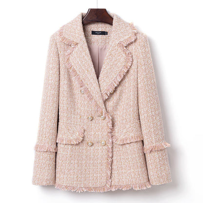 Tweed Suit Female Light Mature Retro Short Lapel Top - Lady's Small Fragrance Jacket Celebrities Style