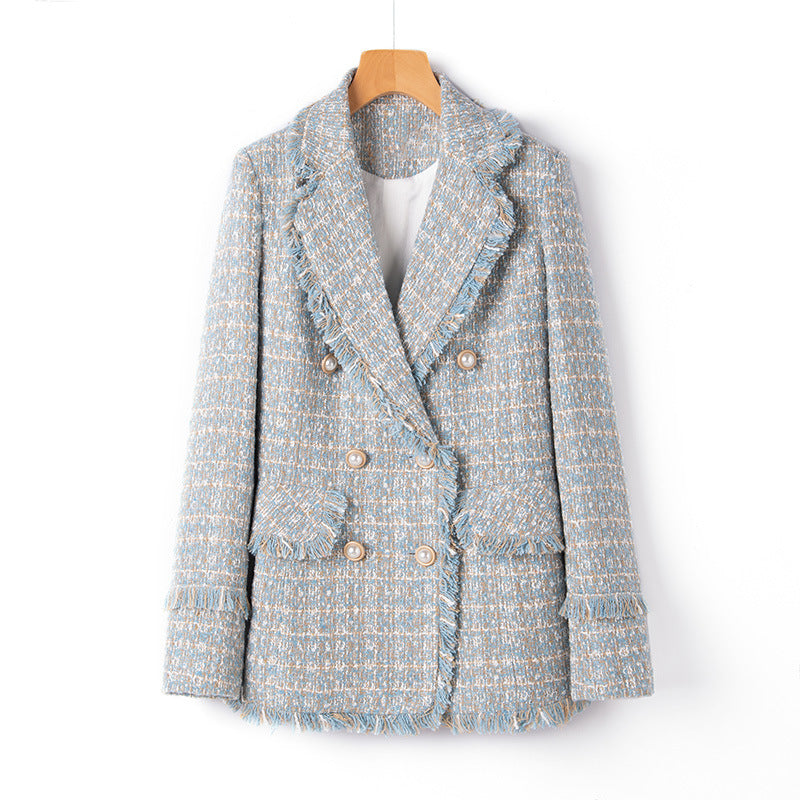 Tweed Suit Female Light Mature Retro Short Lapel Top - Lady's Small Fragrance Jacket Celebrities Style