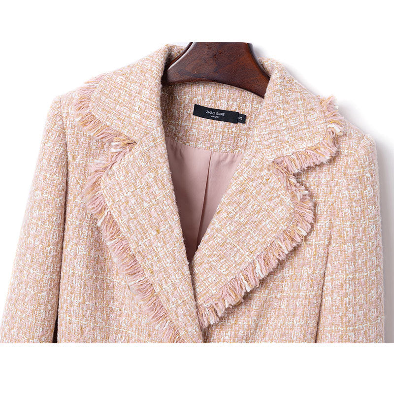 Tweed Suit Female Light Mature Retro Short Lapel Top - Lady's Small Fragrance Jacket Celebrities Style