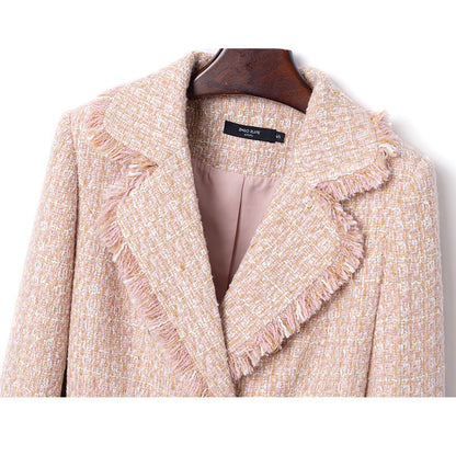 Tweed Suit Female Light Mature Retro Short Lapel Top - Lady's Small Fragrance Jacket Celebrities Style