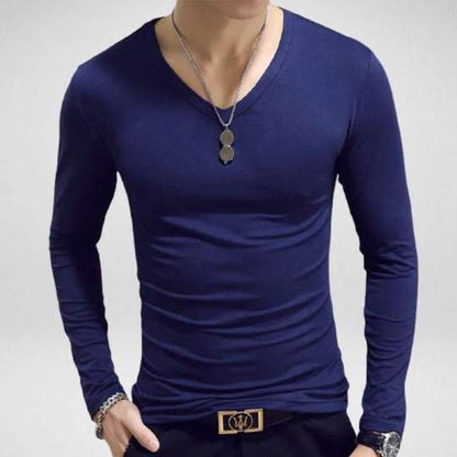 Mens V Neck Long Sleeve T Shirt