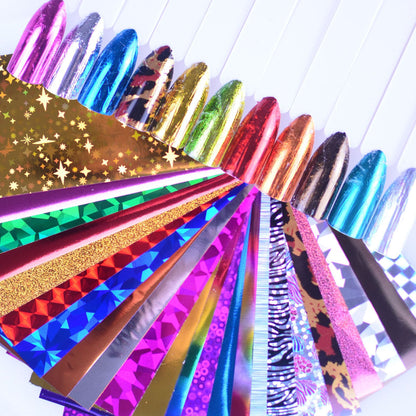 24 Sheets Nail Art Foils Laser Shinning Mixed Beauty Transfer Tips Sticker Craft DIY Universe Decorations