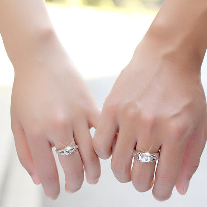 Diamantringar för romantiska par Herrringar med försilvrad diamant