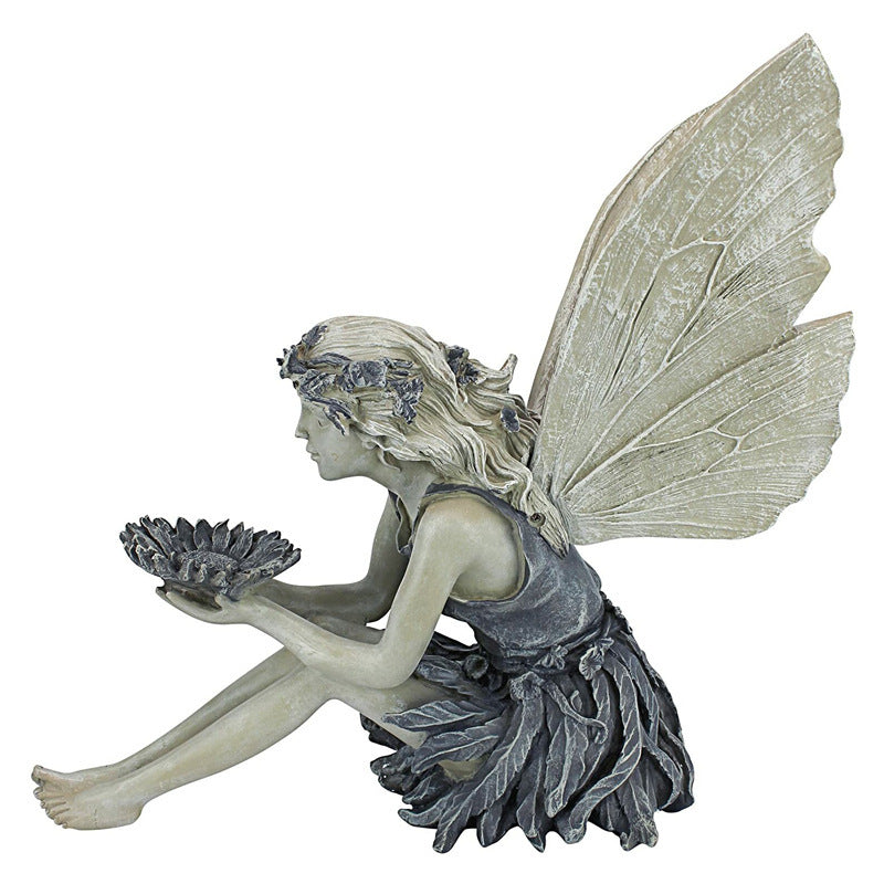 Fairy Sitting Garden Statue Dekoration Resin Crafts Inredningstillbehör Hem Landscaping bakgård gräsmatta dekoration