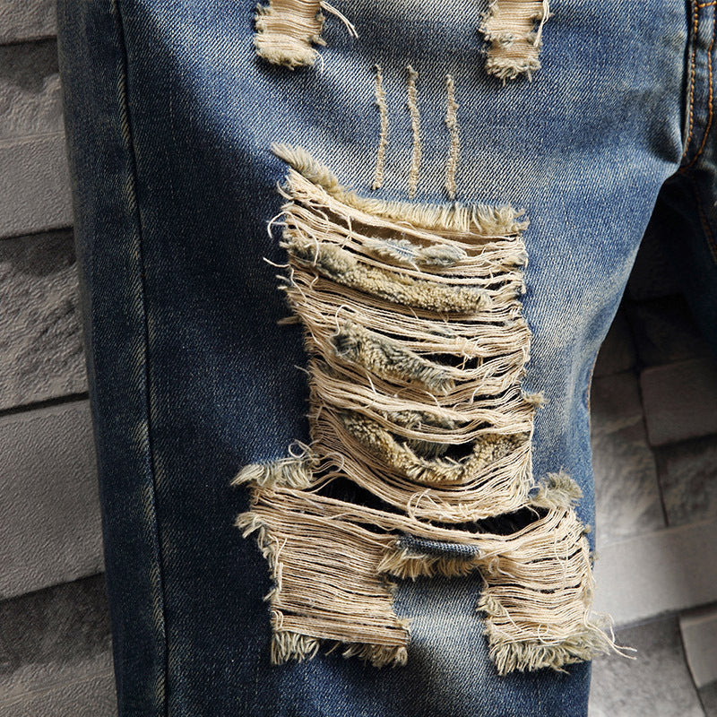 Trendiga jeans med stora hål korta byxor herr sommar Capris jeans byxor byxor tiggare byxor herr koreansk smal