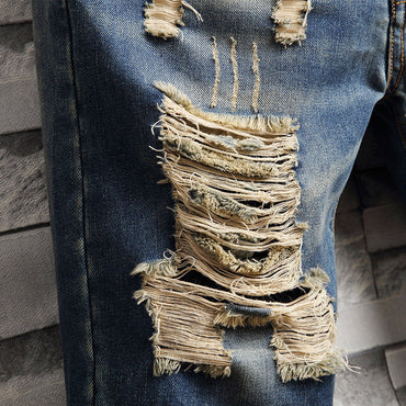 Trendiga jeans med stora hål korta byxor herr sommar Capris jeans byxor byxor tiggare byxor herr koreansk smal