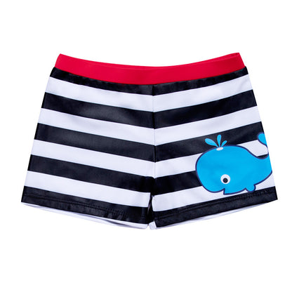 Korean Cartoon Striped Swimsuit Whale Print Swimsuit