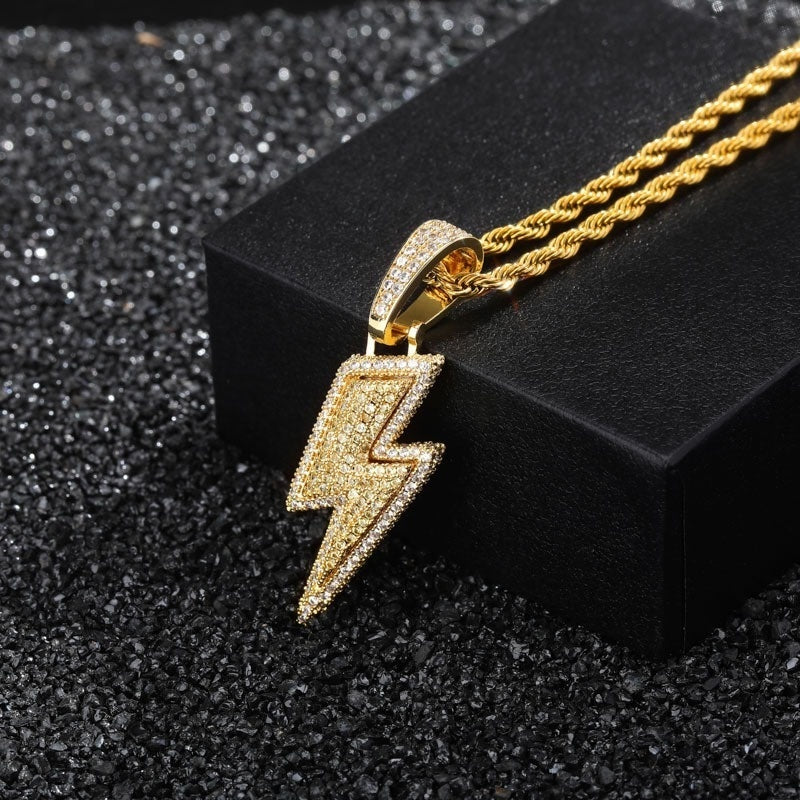 Hot Selling Lightning Hip Hop Pendant Micro-inlaid Zircon Hip Hop Fashion Trendy Hip Hop Jewelry