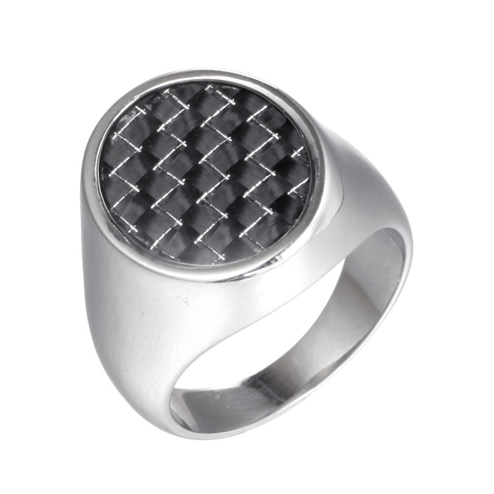 Popular Retro Carbon Fiber Titanium Steel Rings For Men And Women