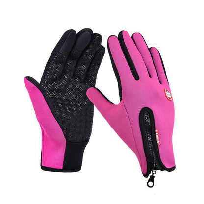 Gants d'hiver à écran tactile pour moto, gants de sport imperméables coulissants avec polaire